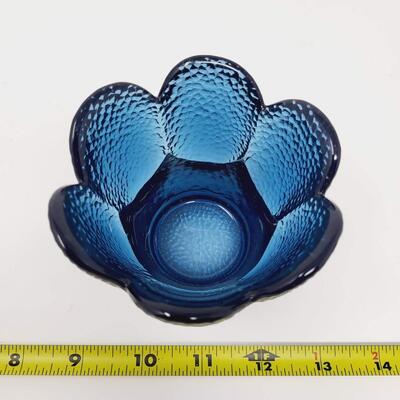 VINTAGE VIKING GLASS CHARCOAL BLUE PEBBLE TEXTURE VOTIVE