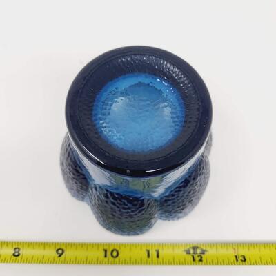 VINTAGE VIKING GLASS CHARCOAL BLUE PEBBLE TEXTURE VOTIVE