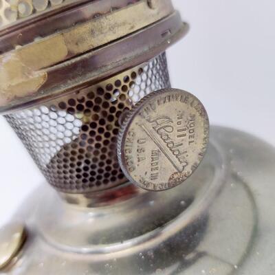 ANTIQUE ALADDIN MILK GLASS OIL LAMP CONVERTED TO ELECTRIC