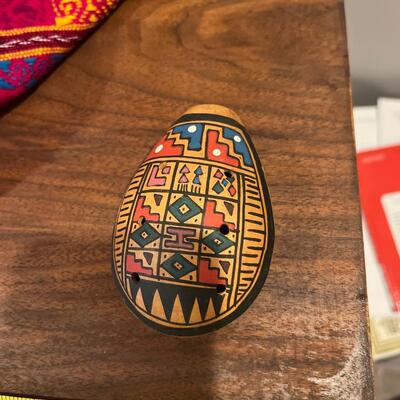 Vintage indigenous American red clay pottery whistle.