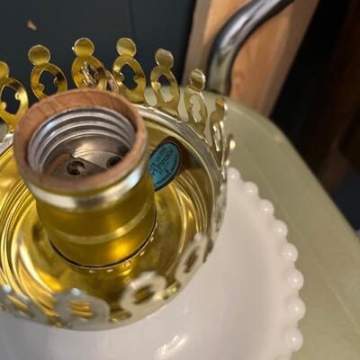 Vintage Milk glass lamp with eagle