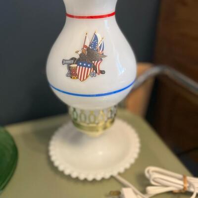 Vintage Milk glass lamp with eagle