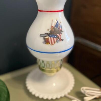 Vintage Milk glass lamp with eagle