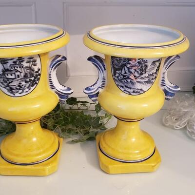 2 12" high yellow vases
