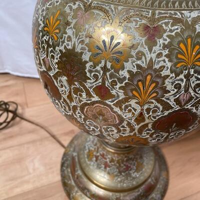All Brass Antique Tall Lamp with engraved design