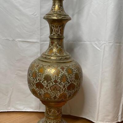 All Brass Antique Tall Lamp with engraved design