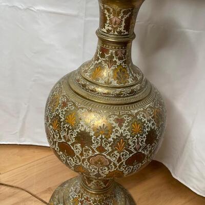 All Brass Antique Tall Lamp with engraved design
