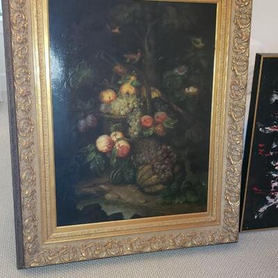 Large  still life painting with ornate frame