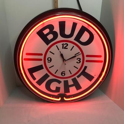 Vintage Neon Bud Light And Clock