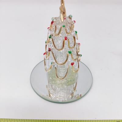PRETTY VINTAGE HAND SPUN GLASS TREE AND PIANO