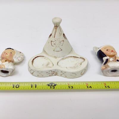 VINTAGE NATIVE AMERICAN SALT AND PEPPER SHAKER SET INDIAN BURIAL SALINA, KANSAS