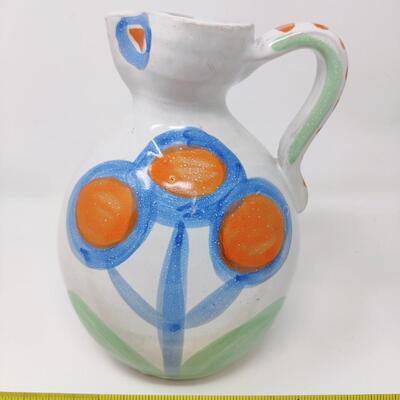 FANTASTIC HAND PAINTED CERAMIC PITCHER SIGNED DESIMONE ITALY 65'