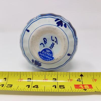 ORNATE VINTAGE BLUE AND WHITE DELFT PITCHER MADE IN HOLLAND