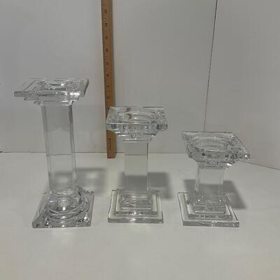 3 Descending Size Crystal Candle Holders