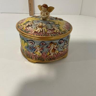 Antique Angel Jar with Lid