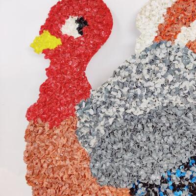 VINTAGE MELTED PLASTIC POPCORN THANKSGIVING TURKEY