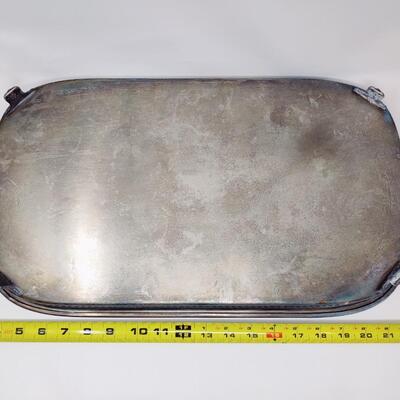 BEAUTIFUL VINTAGE ETCHED SILVERPLATE FOOTED SERVING TRAY