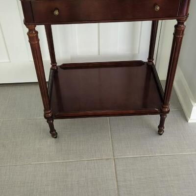 The Bombay Company 2 Tier End table w Drawer on casters