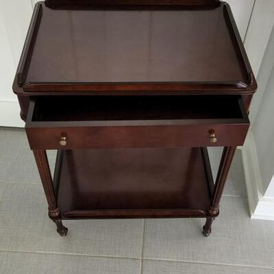 The Bombay Company 2 Tier End table w Drawer on casters