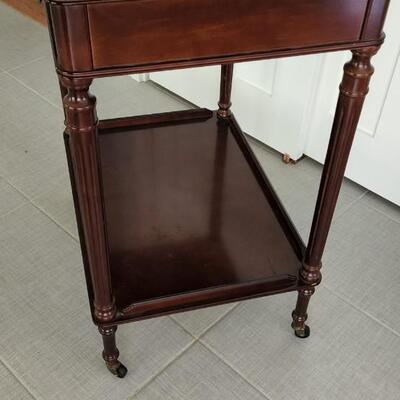 The Bombay Company 2 Tier End table w Drawer on casters