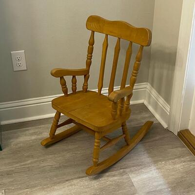 Adorable Childâ€™s Wood Rocking Chair