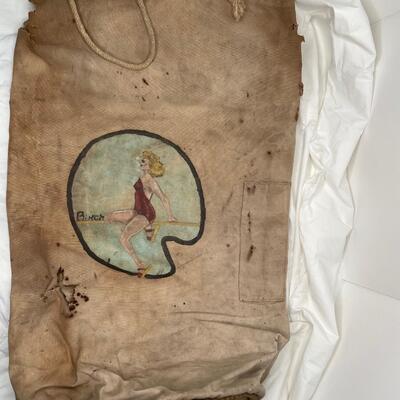 Antique Sea Bag that has been hand painted