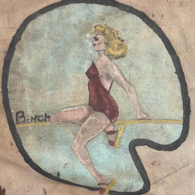 Antique Sea Bag that has been hand painted