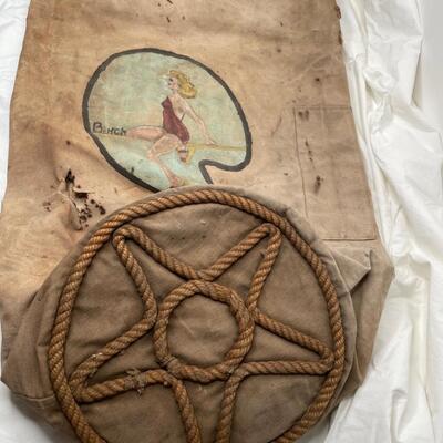 Antique Sea Bag that has been hand painted