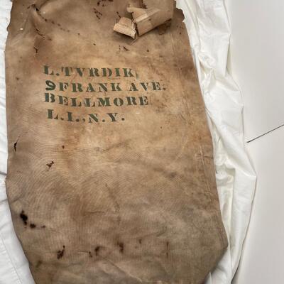 Antique Sea Bag that has been hand painted