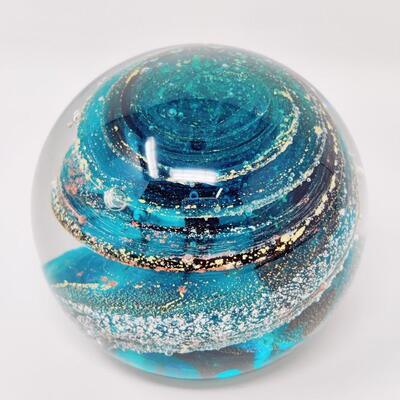 GORGEOUS NOUROT SIGNED CELESTIAL SPIRAL VORTEX ROUND PAPERWEIGHT ZW-09-01-JC