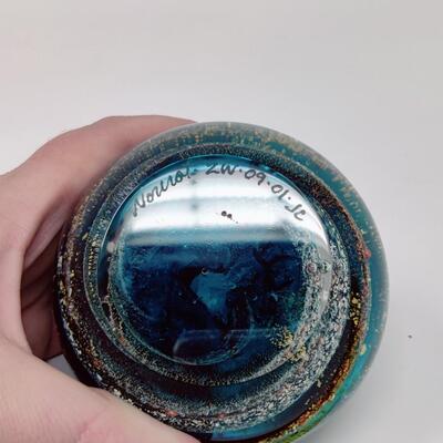GORGEOUS NOUROT SIGNED CELESTIAL SPIRAL VORTEX ROUND PAPERWEIGHT ZW-09-01-JC