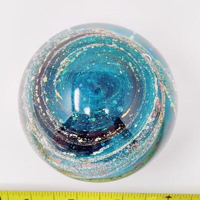 GORGEOUS NOUROT SIGNED CELESTIAL SPIRAL VORTEX ROUND PAPERWEIGHT ZW-09-01-JC