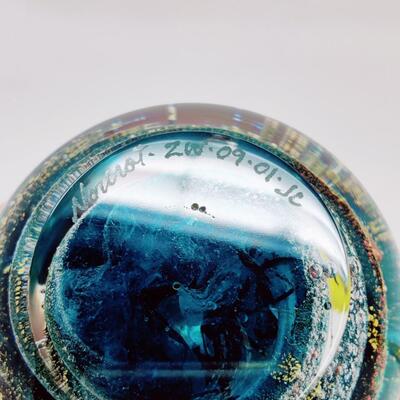 GORGEOUS NOUROT SIGNED CELESTIAL SPIRAL VORTEX ROUND PAPERWEIGHT ZW-09-01-JC