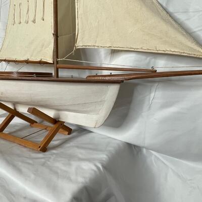 Wooden Gaffrig Model Sailboat