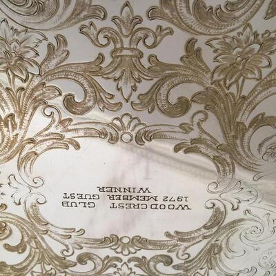 Silver plate tray with handles.