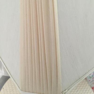 Floral print ceramic lamp.