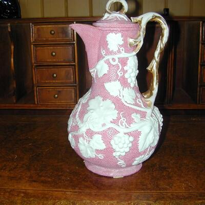 Pink Parian Pitcher or Jug With Lid