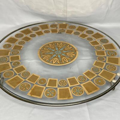 MCM Culver Glass Carnival 22k Tray  or cake plate