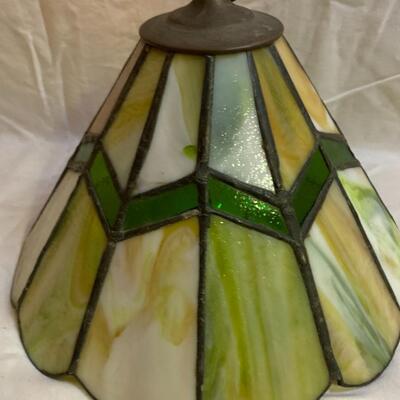 Vintage Tiffany Style Stained Glass Hanging Lamp 10â€ diameter x 9.5â€ high approx