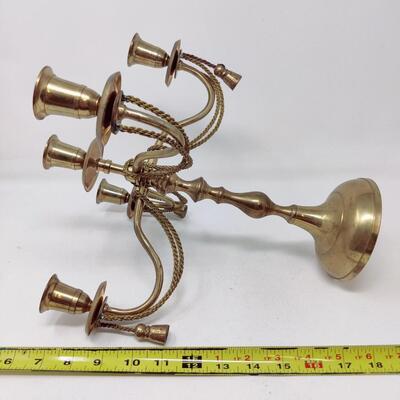 BEAUTIFUL VINTAGE BRASS TASSELED CANDELABRA