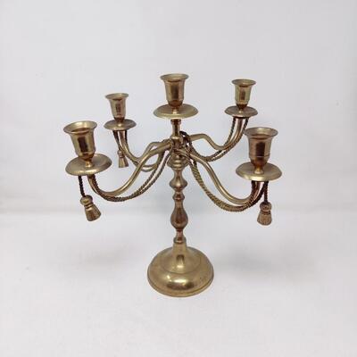 BEAUTIFUL VINTAGE BRASS TASSELED CANDELABRA