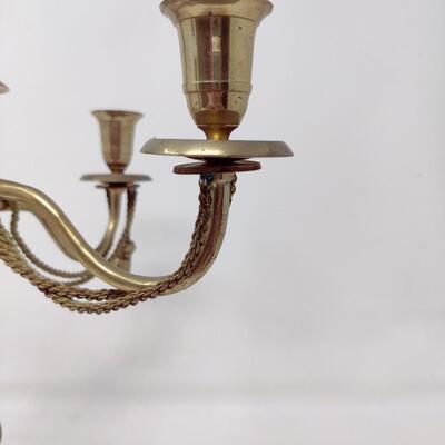 BEAUTIFUL VINTAGE BRASS TASSELED CANDELABRA