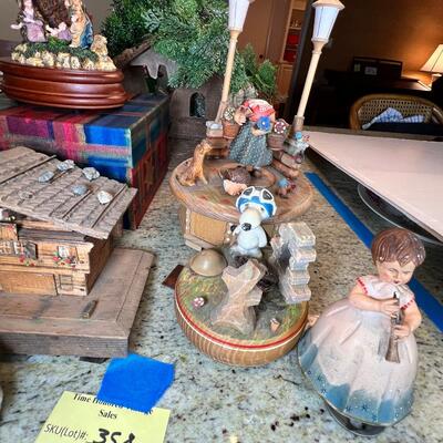 Vintage Christmas Music boxes wooden houses Nativity