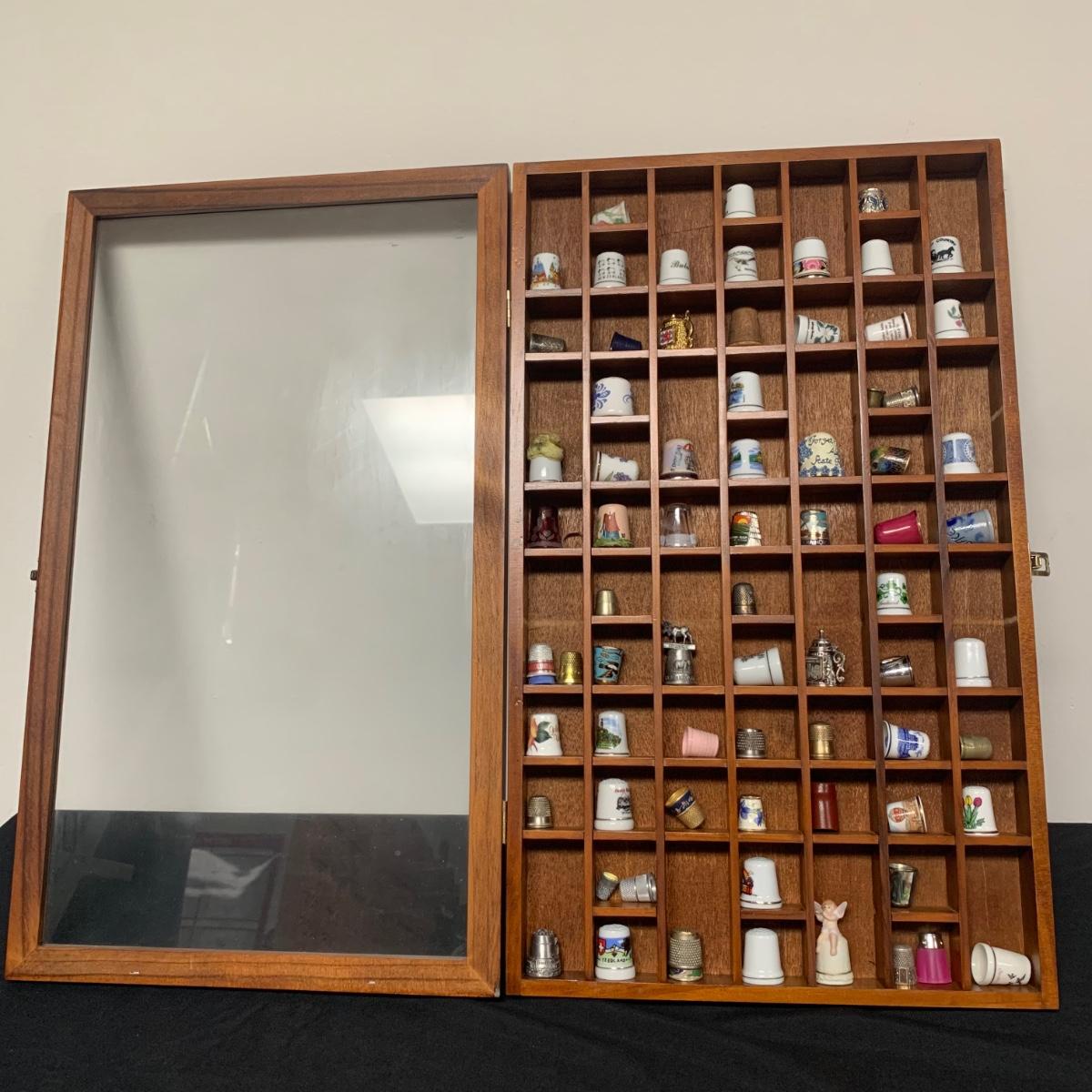 Lot - Sewing Thimble Collection With Display Case