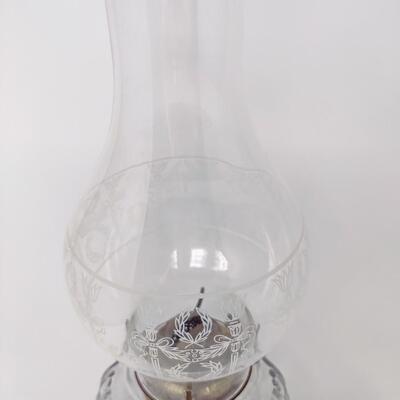 ANTIQUE EAGLE CLEAR GLASS OIL LAMP WITH UNIQUE CHIMNEY