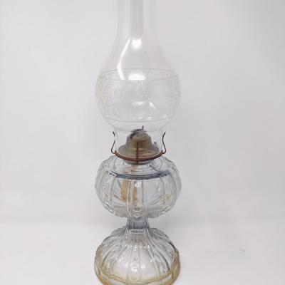 ANTIQUE EAGLE CLEAR GLASS OIL LAMP WITH UNIQUE CHIMNEY