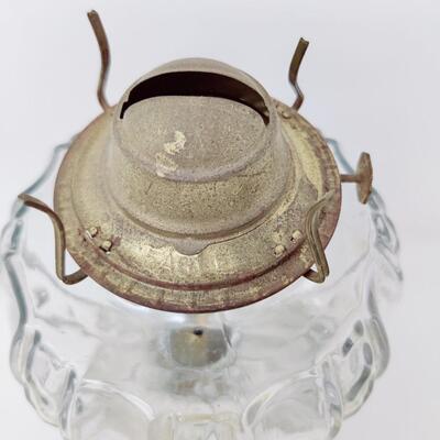 ANTIQUE EAGLE CLEAR GLASS OIL LAMP WITH UNIQUE CHIMNEY