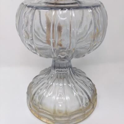 ANTIQUE EAGLE CLEAR GLASS OIL LAMP WITH UNIQUE CHIMNEY