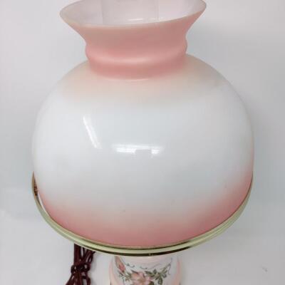 BEAUTIFUL VINTAGE PINK 3-WAY HURRICANE ELECTRIC LAMP