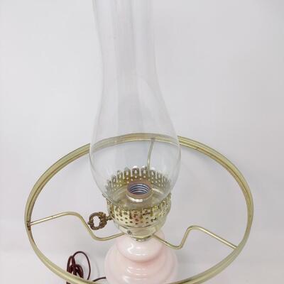 BEAUTIFUL VINTAGE PINK 3-WAY HURRICANE ELECTRIC LAMP
